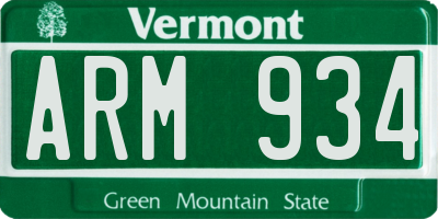 VT license plate ARM934