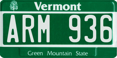 VT license plate ARM936