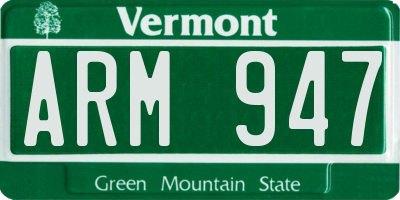 VT license plate ARM947