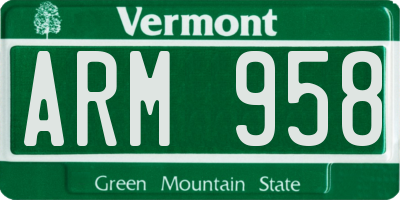 VT license plate ARM958