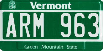 VT license plate ARM963