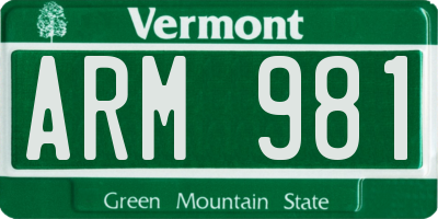 VT license plate ARM981