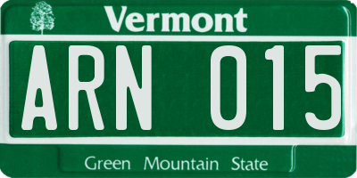 VT license plate ARN015