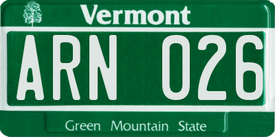 VT license plate ARN026