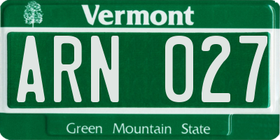 VT license plate ARN027