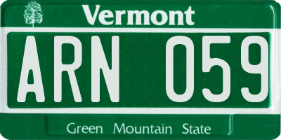 VT license plate ARN059