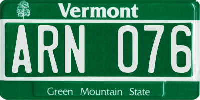 VT license plate ARN076