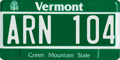 VT license plate ARN104