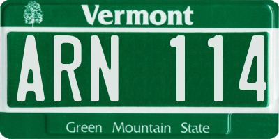 VT license plate ARN114