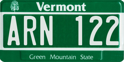 VT license plate ARN122