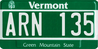 VT license plate ARN135