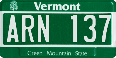 VT license plate ARN137