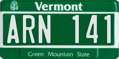 VT license plate ARN141