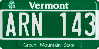 VT license plate ARN143