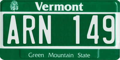 VT license plate ARN149
