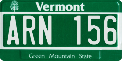 VT license plate ARN156