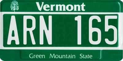 VT license plate ARN165