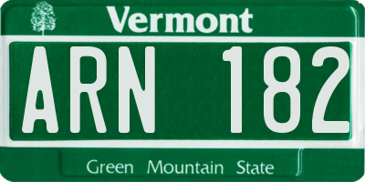 VT license plate ARN182