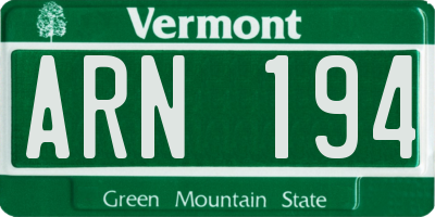 VT license plate ARN194
