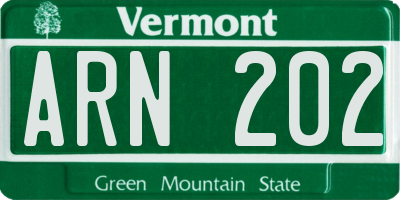 VT license plate ARN202