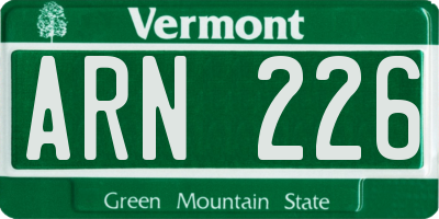 VT license plate ARN226