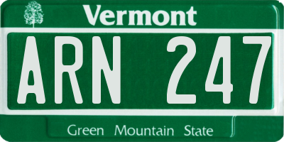 VT license plate ARN247