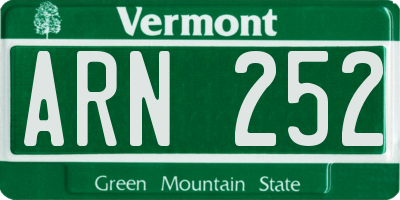 VT license plate ARN252