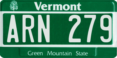 VT license plate ARN279