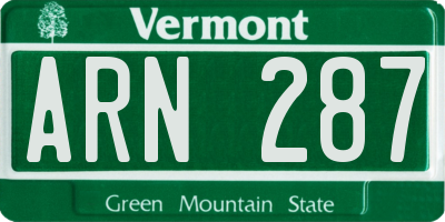 VT license plate ARN287