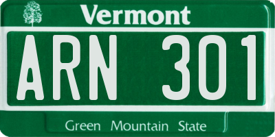VT license plate ARN301