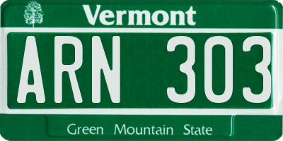 VT license plate ARN303