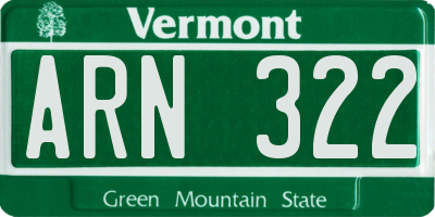 VT license plate ARN322