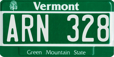 VT license plate ARN328