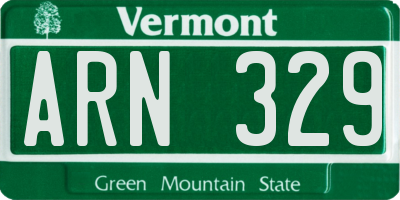 VT license plate ARN329