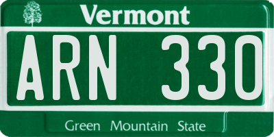 VT license plate ARN330