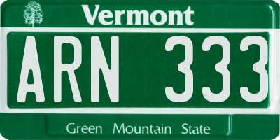 VT license plate ARN333