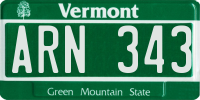 VT license plate ARN343