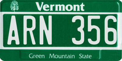 VT license plate ARN356