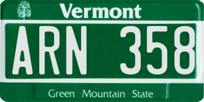 VT license plate ARN358