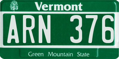VT license plate ARN376