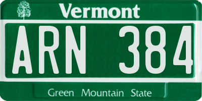 VT license plate ARN384