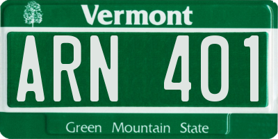 VT license plate ARN401