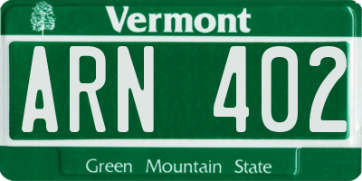 VT license plate ARN402