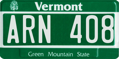 VT license plate ARN408