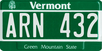 VT license plate ARN432