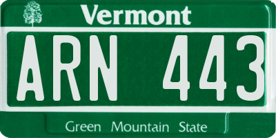 VT license plate ARN443