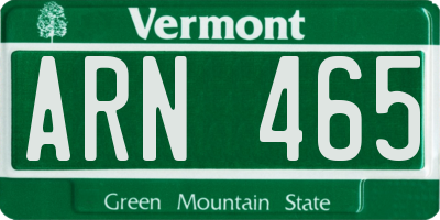 VT license plate ARN465