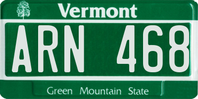 VT license plate ARN468