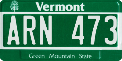 VT license plate ARN473