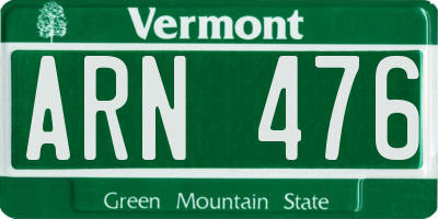 VT license plate ARN476